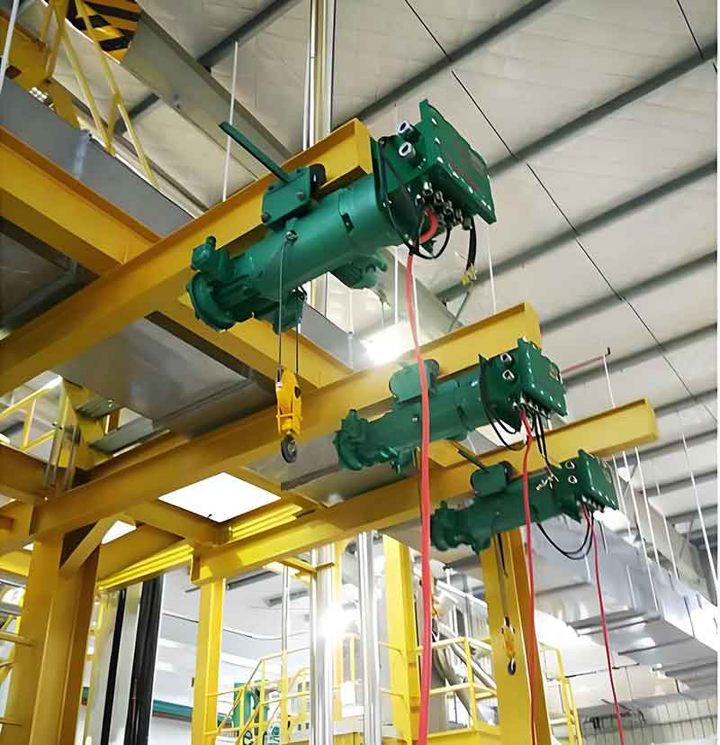Explosion-proof hoist in refinery/process line