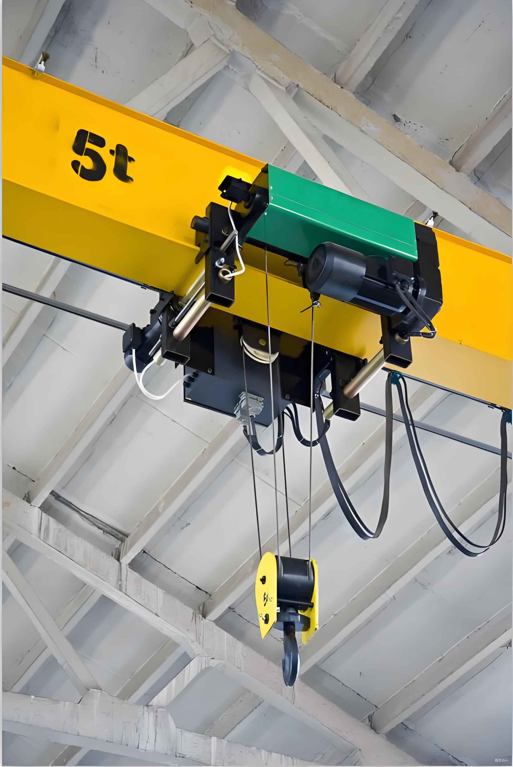 European low-headroom electric wire rope hoist layout overview