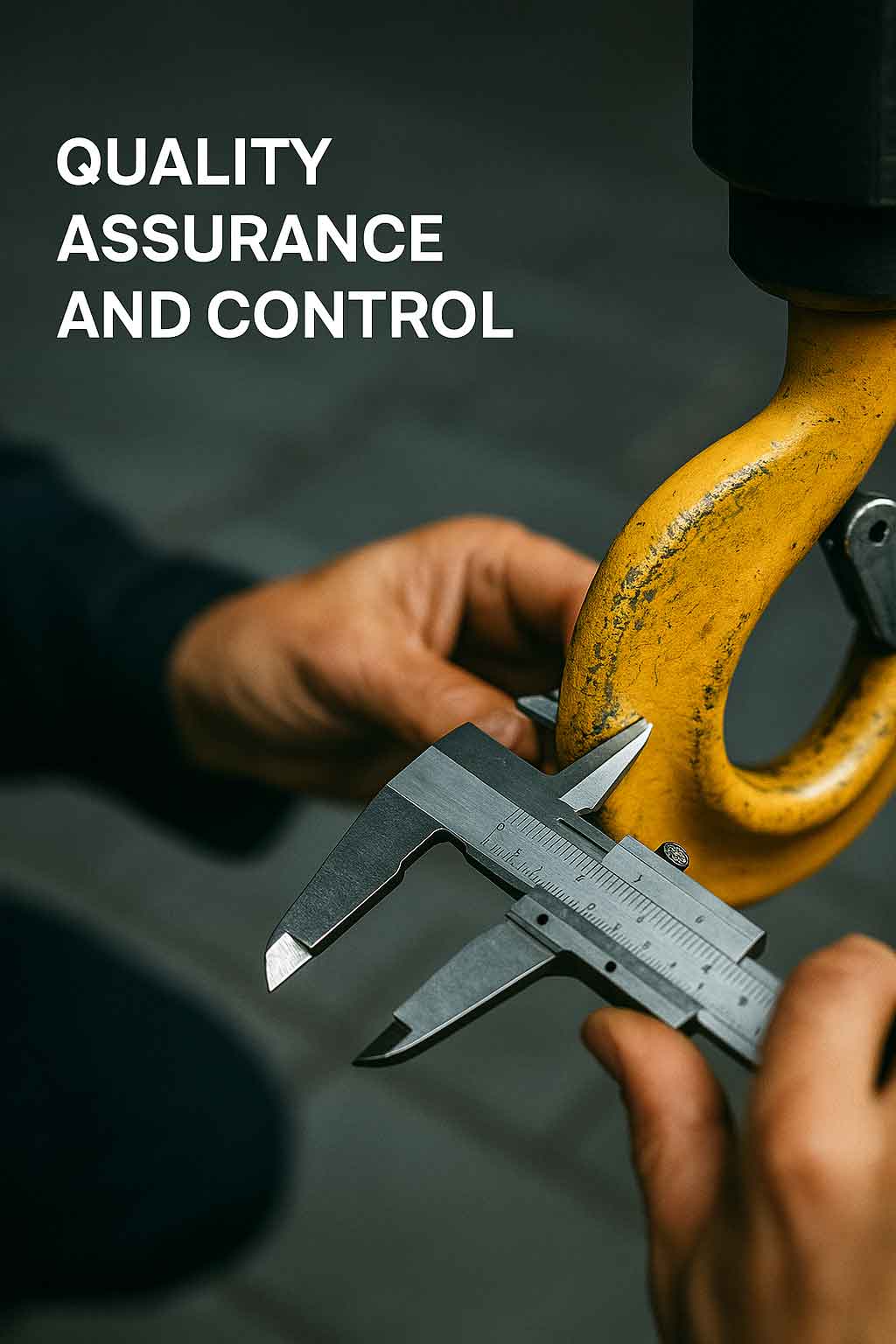 Crane hook dimensional inspection illustration
